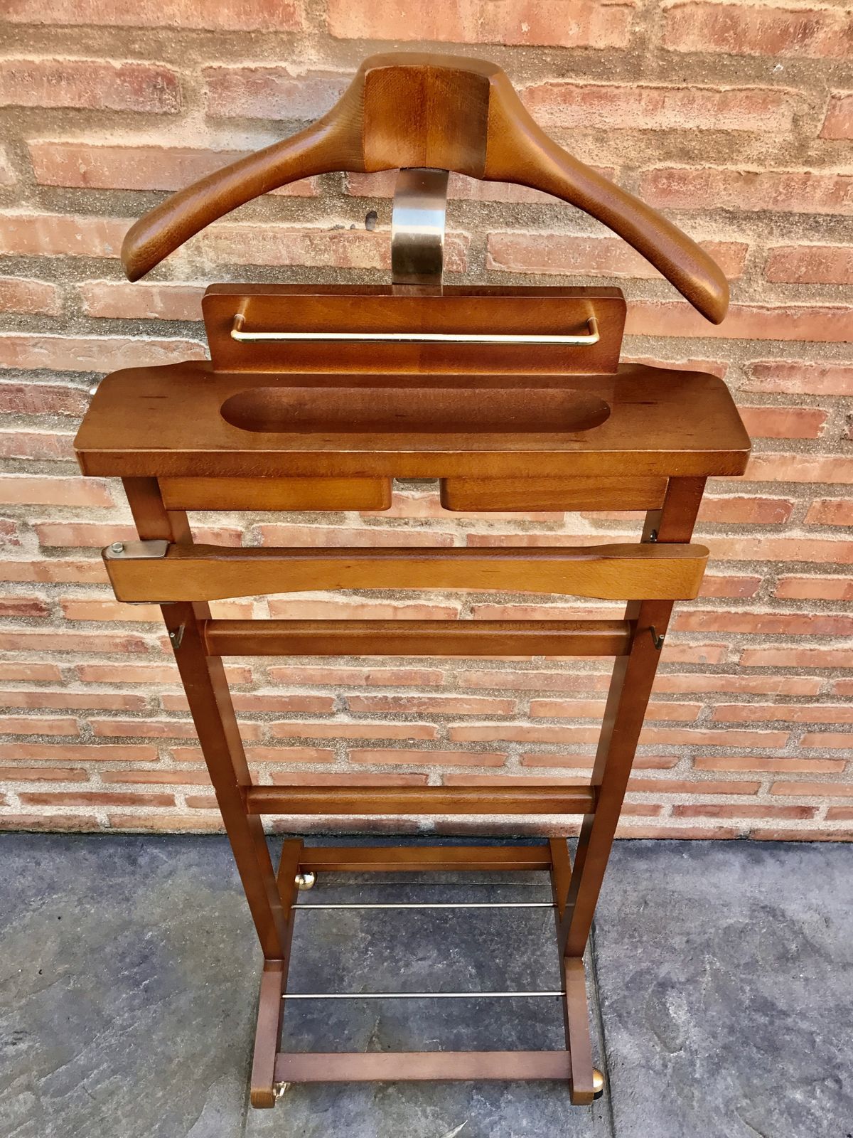 Mid Century Modern Italian Wood Valet Stand Dressboy, 1960s