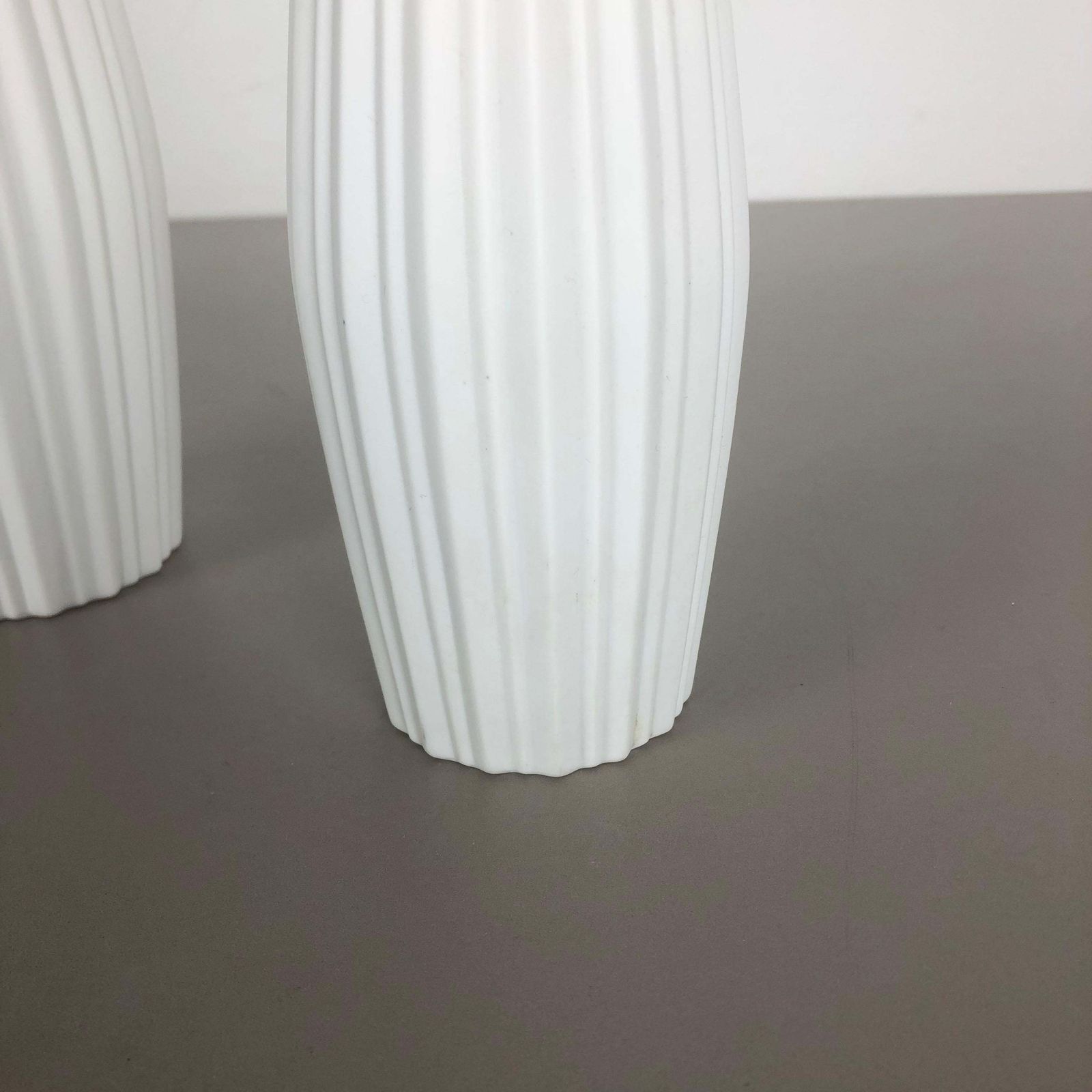 photo for sale Set Of 2 Porcelain Op Art "Lines" Vase By Heinrich Selb, Germany, 1970s