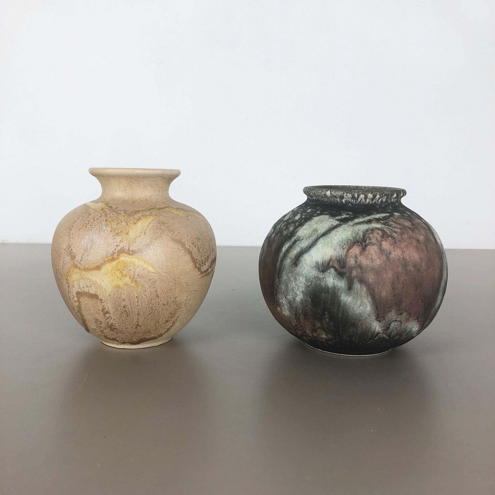 Set Of 2 Pottery Vases Fat Lava Abstract Designed By Ruscha, Germany, 1960s photo 444.0