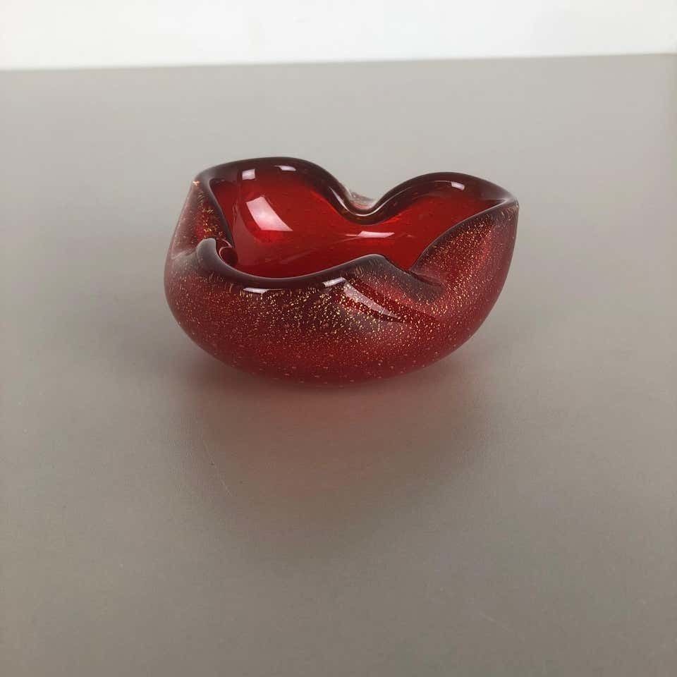 Large Murano Glass "Gold Dust" Bowl Element Shell Ashtray Murano, Italy, 1970s photo 444.0