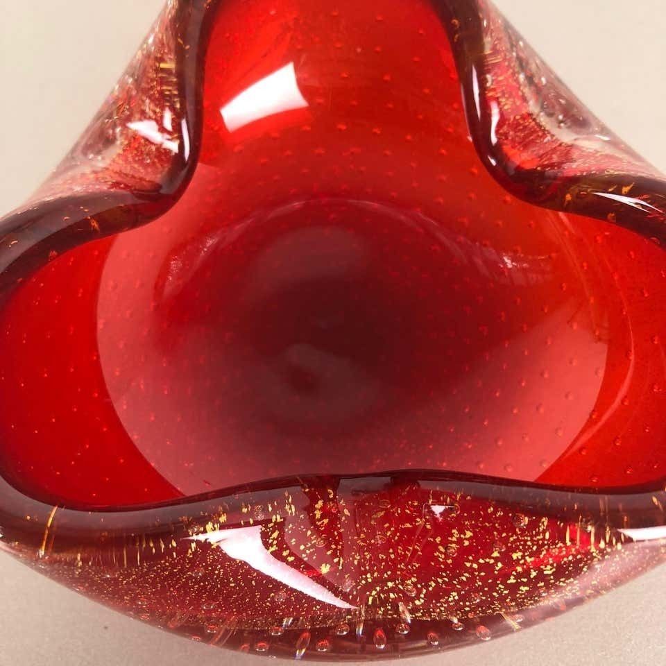 444.0 Large Murano Glass "Gold Dust" Bowl Element Shell Ashtray Murano, Italy, 1970s photo