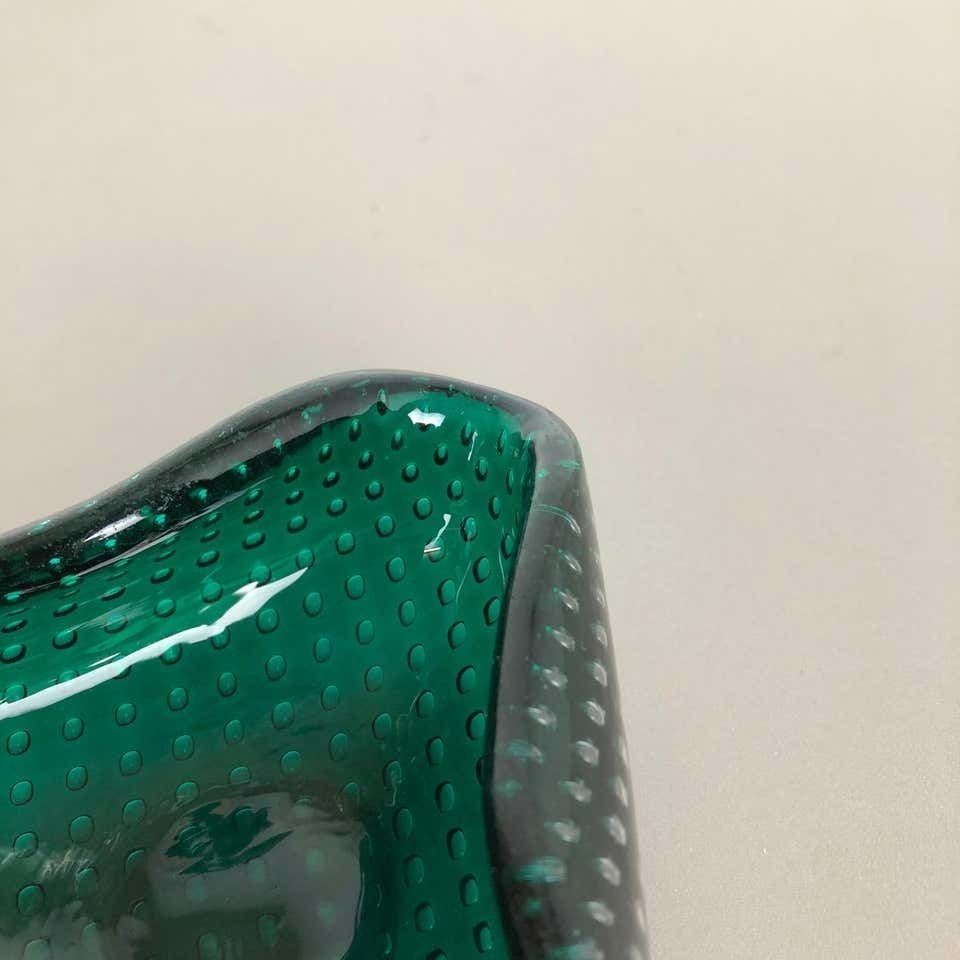 Murano Glass Bullicante "Green" Bowl Element Shell Ashtray Murano, Italy, 1970s photo buy