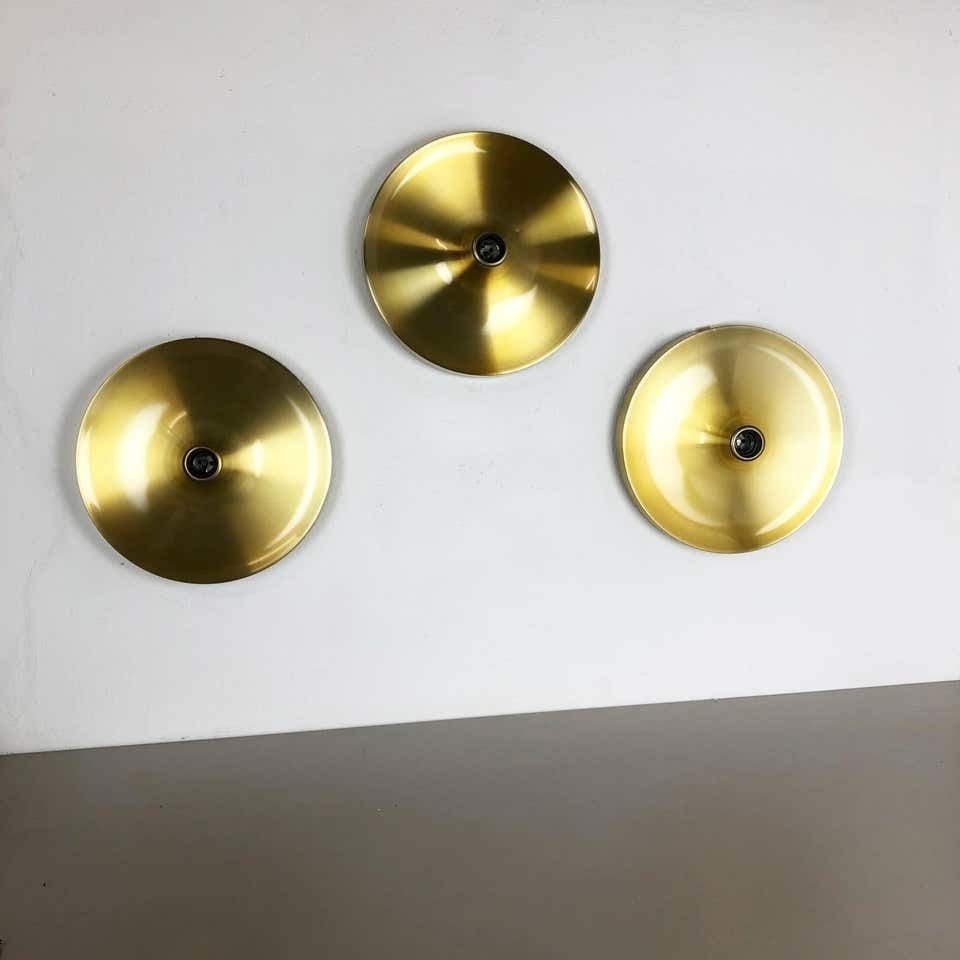 Set Of Three Gold 1960s Charlotte Perriand Disc Wall Light By Honsel, Germany photo furniture