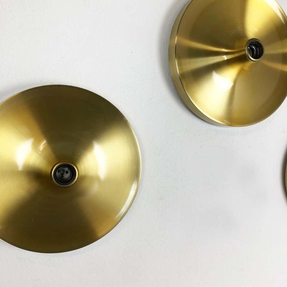 Set Of Three Gold 1960s Charlotte Perriand Disc Wall Light By Honsel, Germany photo vintage