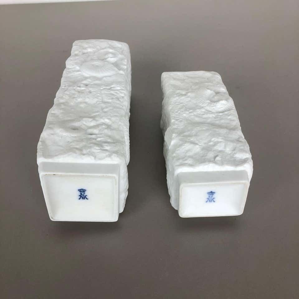photo buy Set Of 2 Original 1970s Op Art Biscuit Porcelain Vase By Ak Kaiser, Germany