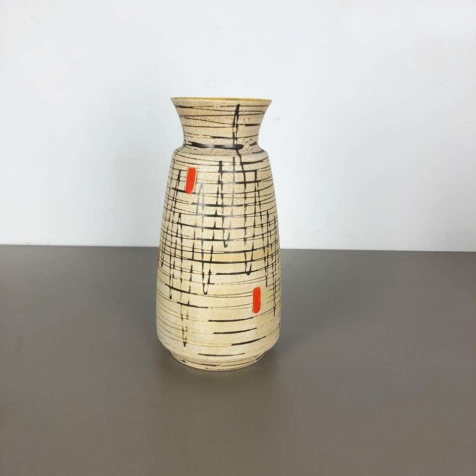 Large Op Art Abstract Pottery Floor Vase Made By Bay Ceramics, Germany, 1960s photo for sale