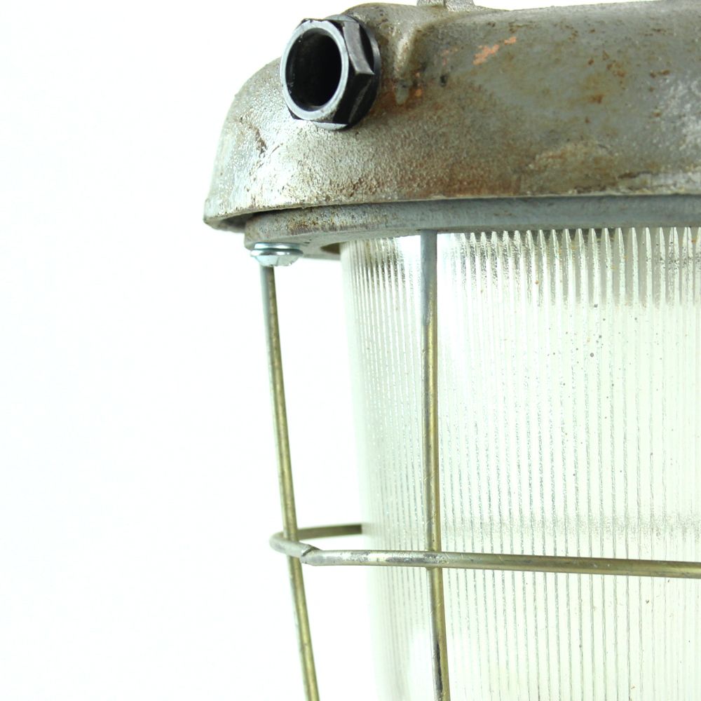 Industrial Ceiling Light In Metal And Glass, Czechoslovakia 1950s photo furniture