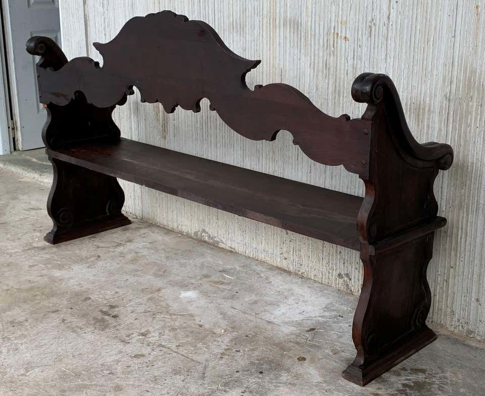 Banc français en chêne sculpté à la main, XIXe siècle photo furniture