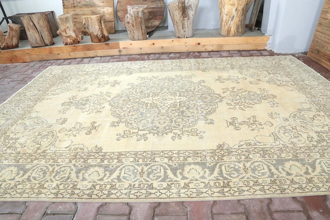 Large Rug, Turkish Rug, Wool Rug, Vintage Rug, Oushak Rug, Decorative Rug, Bohemian Rug, Area Rug, Handmade Rug, Floor Rug, Carpet Rug photo vintage