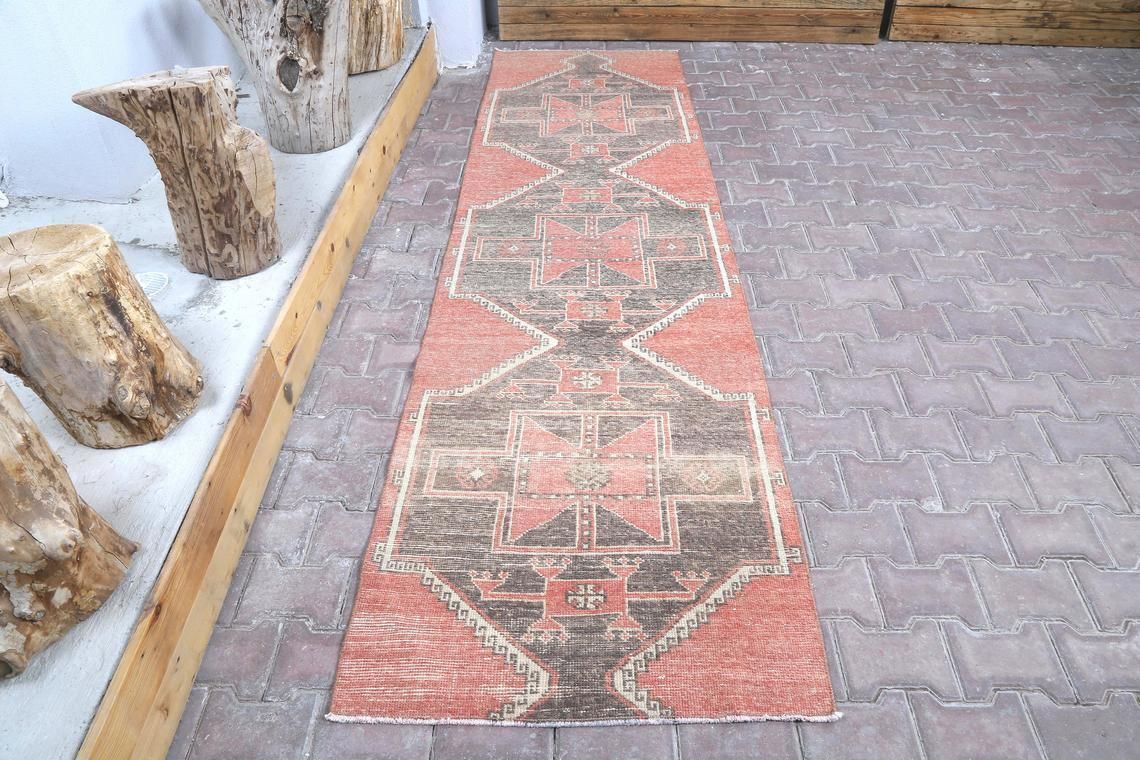 Turkish Rug, 2.7x10.2 Anatolian Rug, Hand Knotted Runner, Turkish Runner Rug, Wool Rug, Runner Rug, Vintage Rug,Oushak Rug,Decorative Rug,