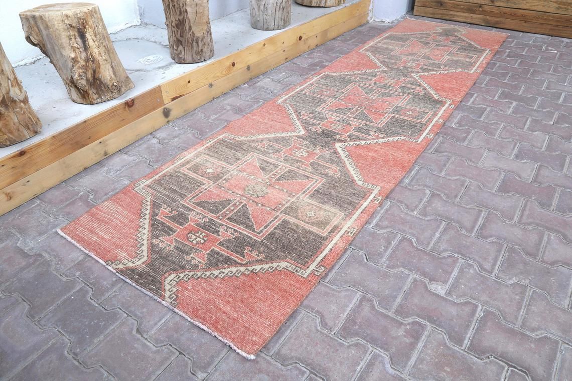 Turkish Rug, 2.7x10.2 Anatolian Rug, Hand Knotted Runner, Turkish Runner Rug, Wool Rug, Runner Rug, Vintage Rug,Oushak Rug,Decorative Rug, photo furniture