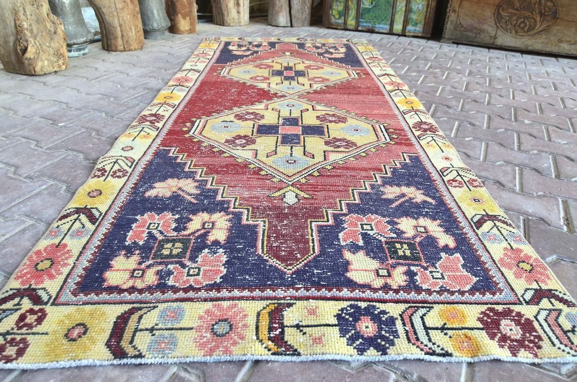 Turkish Rug, Runner Rug, 3.4x7.8 Rug, Unique Design, Runner, Anatolian Old Runner, Wool Rug, Oushak Rug, Carpet Rug, Decorative Rug, Rugs