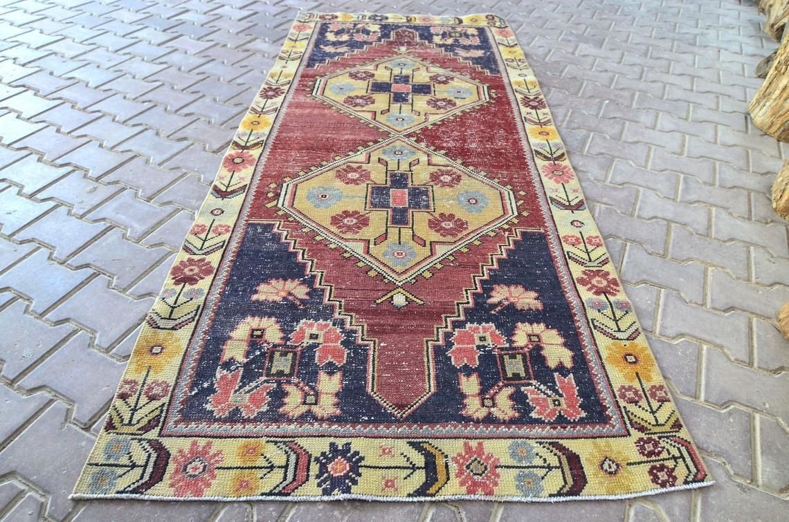 Turkish Rug, Runner Rug, 3.4x7.8 Rug, Unique Design, Runner, Anatolian Old Runner, Wool Rug, Oushak Rug, Carpet Rug, Decorative Rug, Rugs photo Textiles