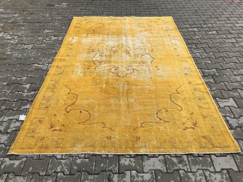 Yellow Decor Rug,Kids Rug,Bohemian Rug,Turkish Oushak Rug,Yellow Hallway Turkish Rug,Vintage Rug,Handmade Rug,Entryway Rug