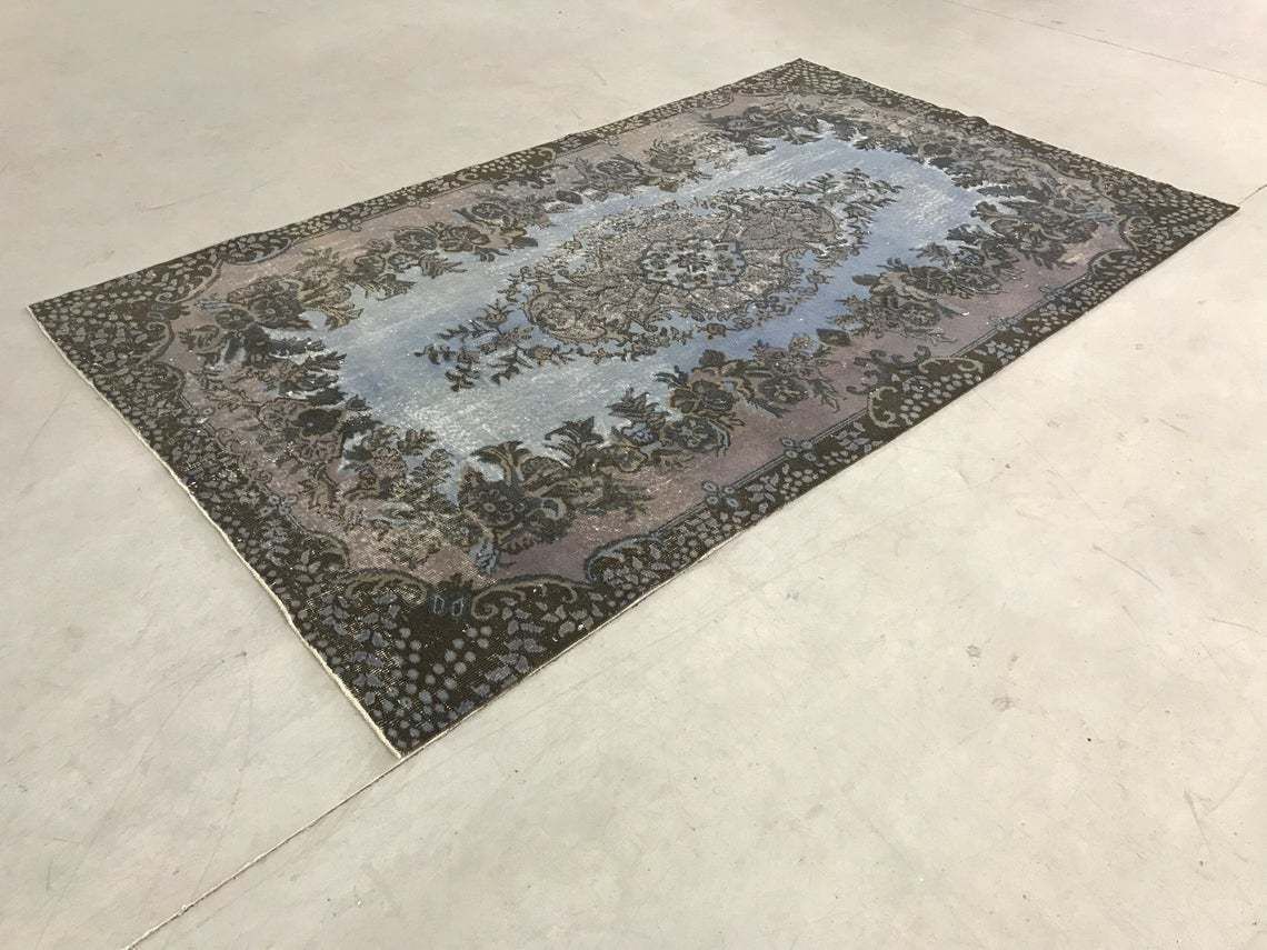 Overdyed Rug,Turkish Rug,5'8''X9'7''Rug,Oushak Rug,Anatolian Rug,Home Living,Old Rug,Light Blue Rug,Design Rug,Special Rug,Decor Rug,Carpet photo for sale