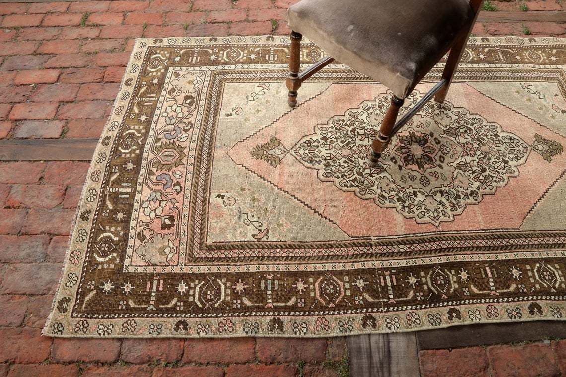 Decorative Rug, Area Rug, Turkish Rug, Oushak Rug, Handmade Rug, Anatolian Rug, Bohemian Rug, Vintage Rug, Oriental Rug, 4.2 X 7.4 Ft photo furniture