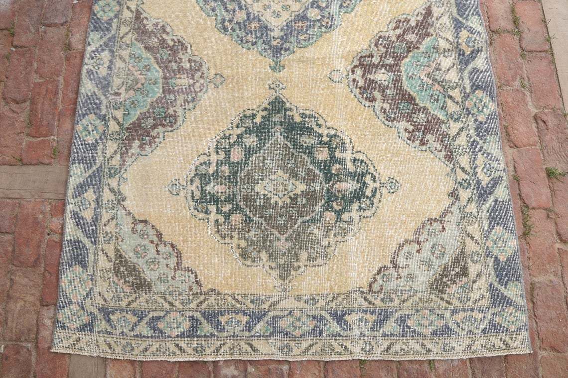 Oushak Runner Rug, Hallway Rug, Rare Runner Rug, Handmade Runner Rug, Vintage Runner Rug, Anatolian Runner Rug, Bohemian Rug, 4.2 X 11.8 Ft photo furniture
