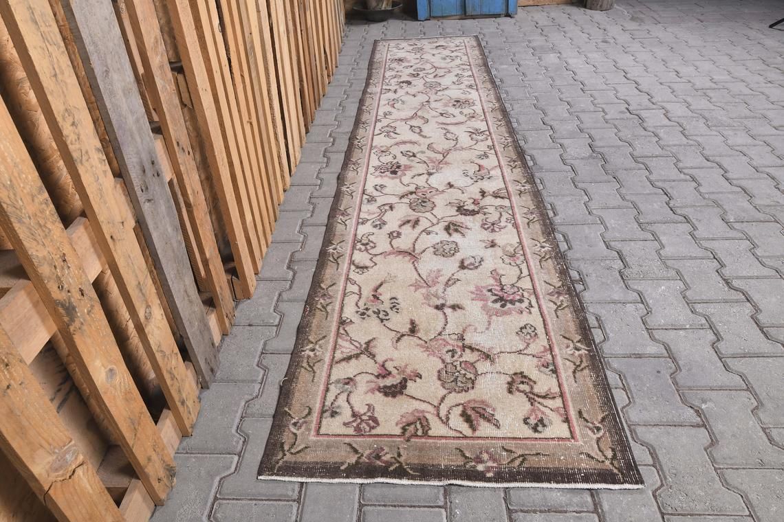 2.5 X 11.3ft,Anatolian Runner, Turkish Runner Rug, Rare Beige Runner Rug, Vintage Runner Rug, Hallway Rug,Oushak Runner Rug,Rug,Bohemian Rug