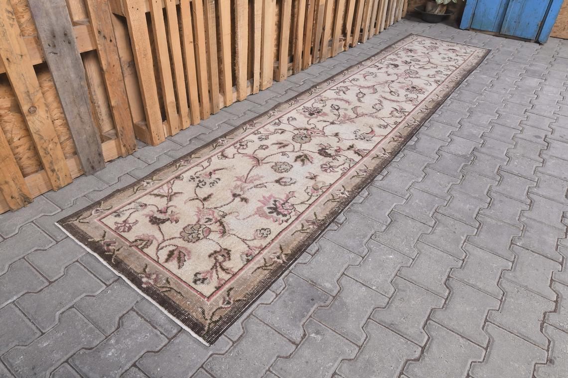 2.5 X 11.3ft,Anatolian Runner, Turkish Runner Rug, Rare Beige Runner Rug, Vintage Runner Rug, Hallway Rug,Oushak Runner Rug,Rug,Bohemian Rug photo furniture