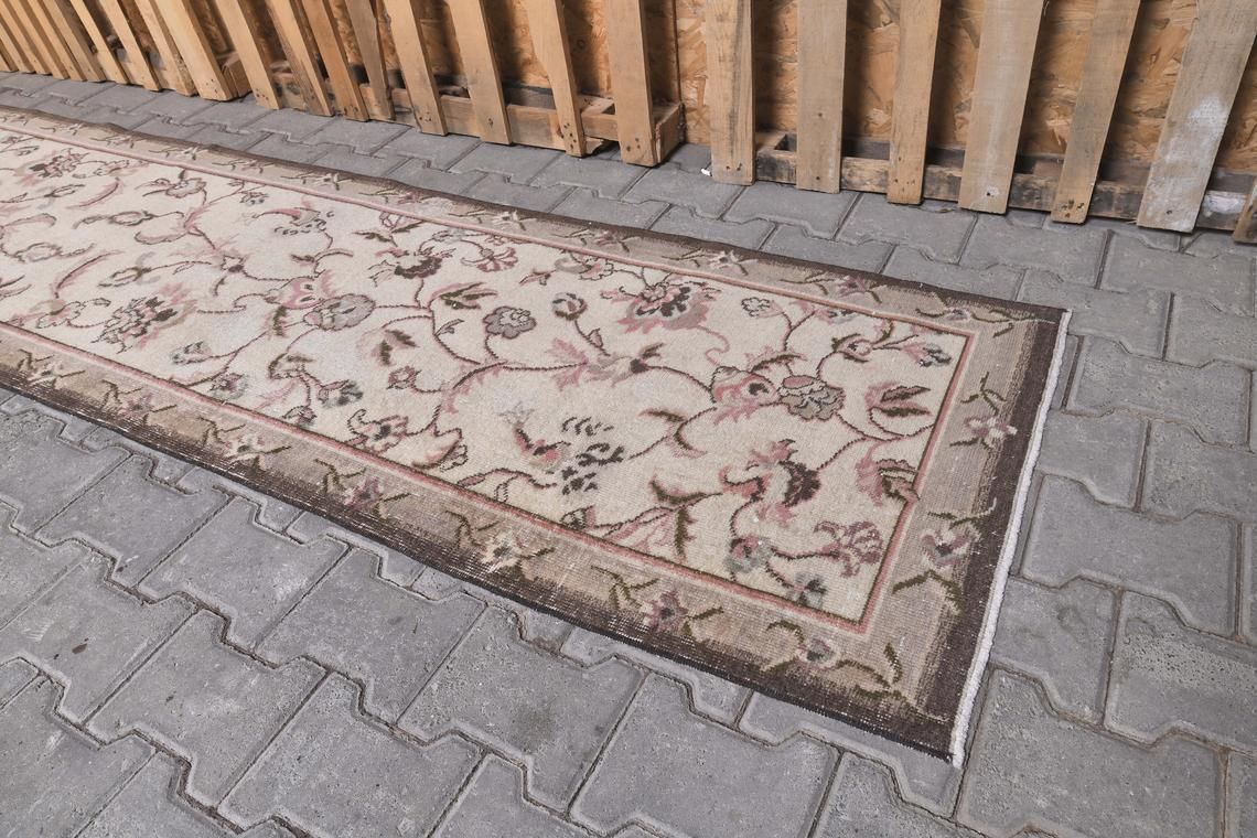 2.5 X 11.3ft,Anatolian Runner, Turkish Runner Rug, Rare Beige Runner Rug, Vintage Runner Rug, Hallway Rug,Oushak Runner Rug,Rug,Bohemian Rug photo Textiles