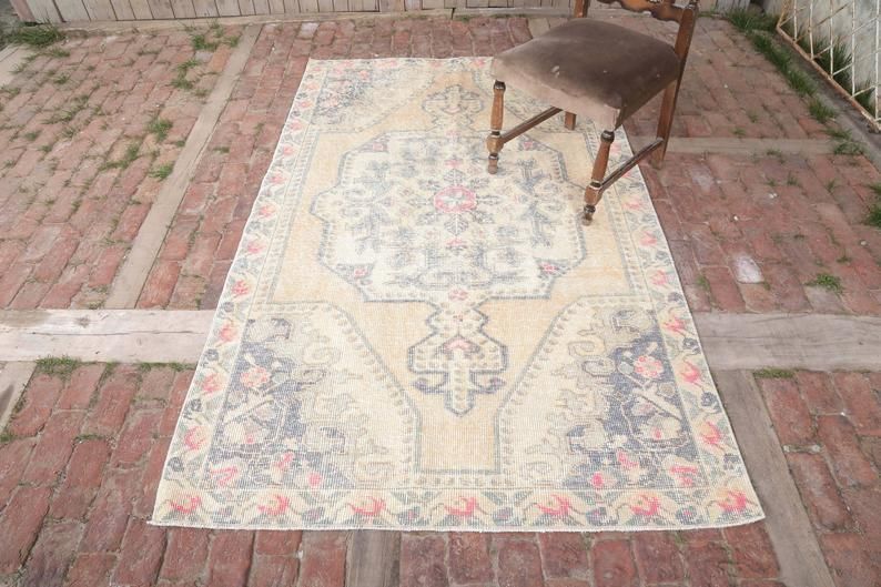 Wool Rug ,Area Rug, Turkish Rug, Oushak Rug, Handmade Rug, Vintage Rug, Decorative Rug, Beige Rug