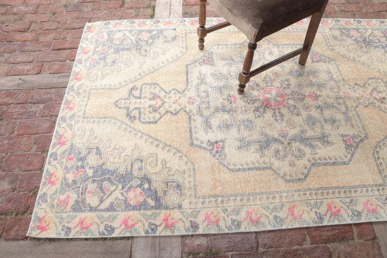 Wool Rug ,Area Rug, Turkish Rug, Oushak Rug, Handmade Rug, Vintage Rug, Decorative Rug, Beige Rug photo for sale