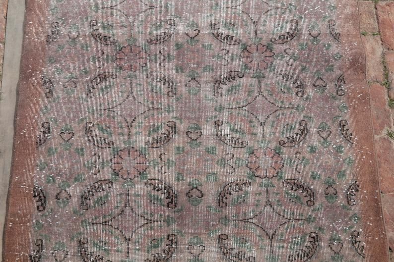 Floral Design, Anatolian Rug, Vintage Rug, Decorative Rug, Oushak Rug, Turkish Rug, Area Rug, Handmade Rug, Bohemian Rug photo Textiles