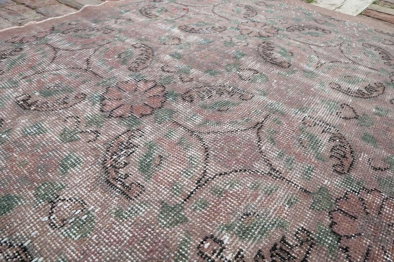 Floral Design, Anatolian Rug, Vintage Rug, Decorative Rug, Oushak Rug, Turkish Rug, Area Rug, Handmade Rug, Bohemian Rug photo vinterior