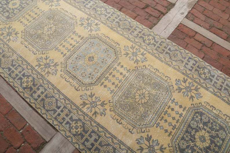 Oushak Runner Rug, Turkish Runner Rug, Anatolian Runner Rug, Vintage Runner Rug, Antique Runner Rug, Hallway Rug, Runner Rug photo Textiles