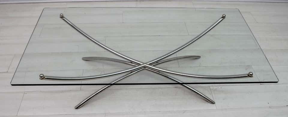 Mid Century Modern Italian Chrome And Crystal Coffee Table, 1970s photo Furniture