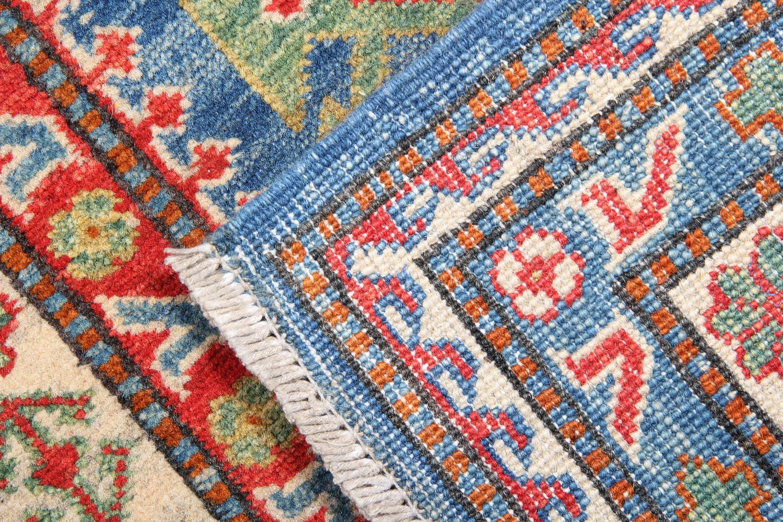 Tribal Wool Runner Rug  Blue Carpet Runner, Geometric Oriental Rugs 83x277cm photo for sale