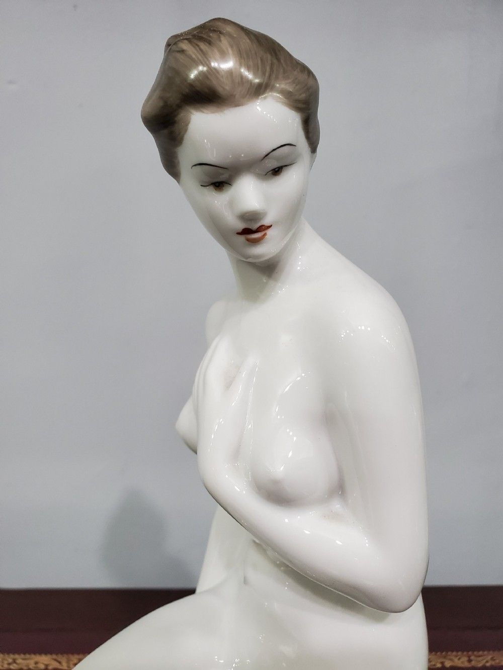 Hollohaza Hungarian Art Deco Nude Porcelain Girl C1930s photo vintage