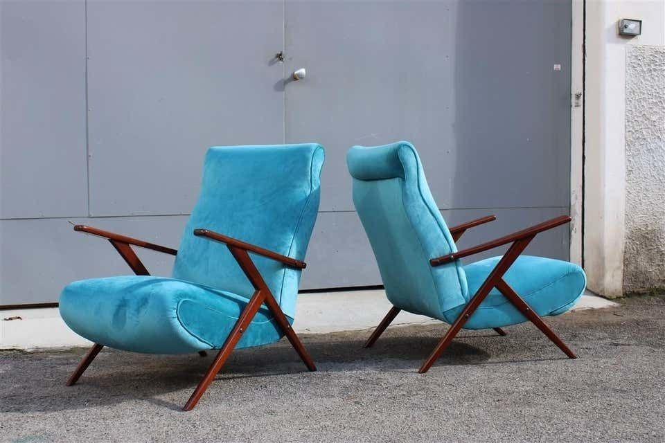 photo furniture Pair Of Italian Midcentury Design Mahogany Turquoise Minimal Geometric Design