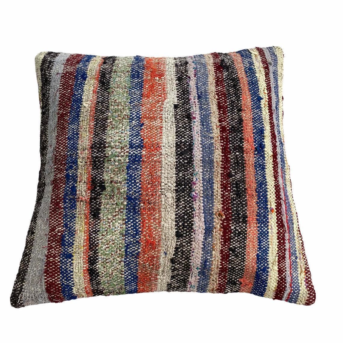 photo for sale Kilim Pillow 60 X 60 Cm Tapis Kelim Kilim Pillow Cover ,Vintage Meditation Bench Kelim Teppich Boho Kilim Cushion Kilim Sofa Turkish Pillow