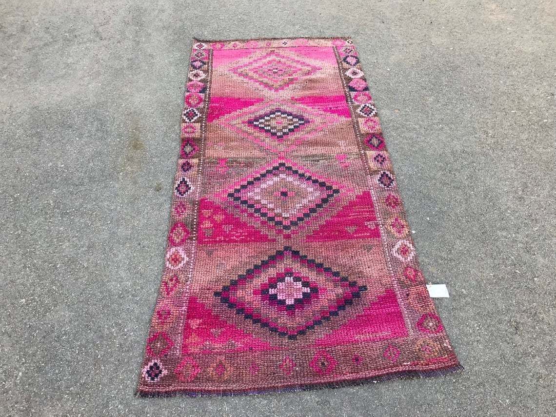 Turkish Pink 6'6x2'9 Ft,Runner Rug,Runner Rug,Oushak Runner,Wool Rug,Home Decor,Anatolian Runner,Turkish Rug,Bohemian Rug,Area Rug,Special photo vinterior