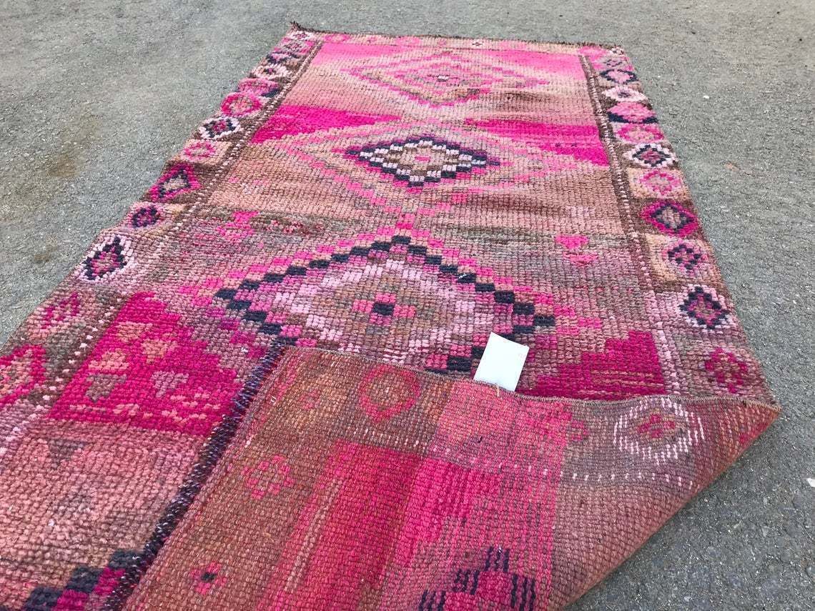 Turkish Pink 6'6x2'9 Ft,Runner Rug,Runner Rug,Oushak Runner,Wool Rug,Home Decor,Anatolian Runner,Turkish Rug,Bohemian Rug,Area Rug,Special photo buy