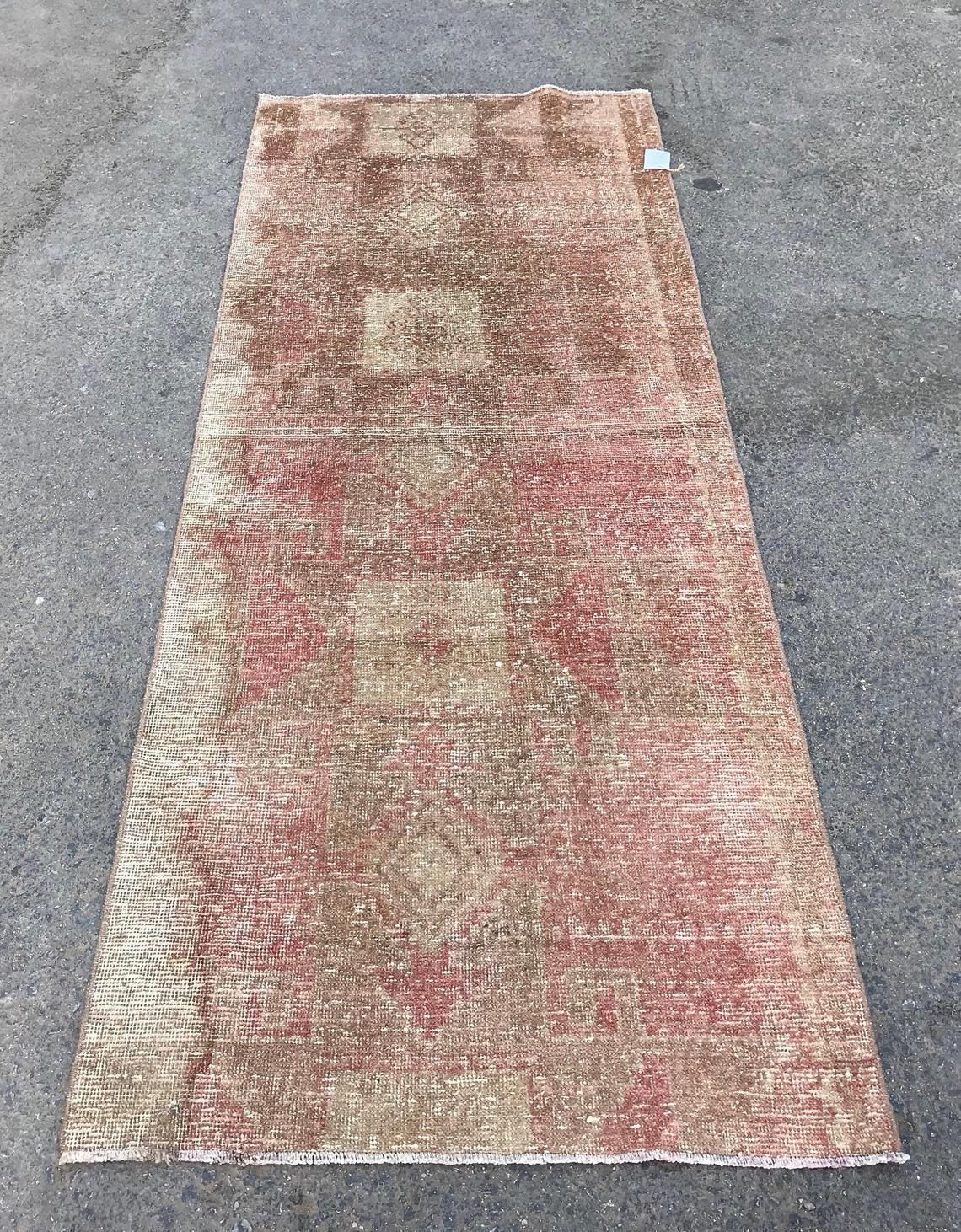7'5x2'7feet,Turkish Runner Rug,Pastel Runner,Oushak Runner,Wool Rug,Home Decor,Anatolian Runner,Turkish Rug Runner,Hallway Rug,Faded Rug photo for sale