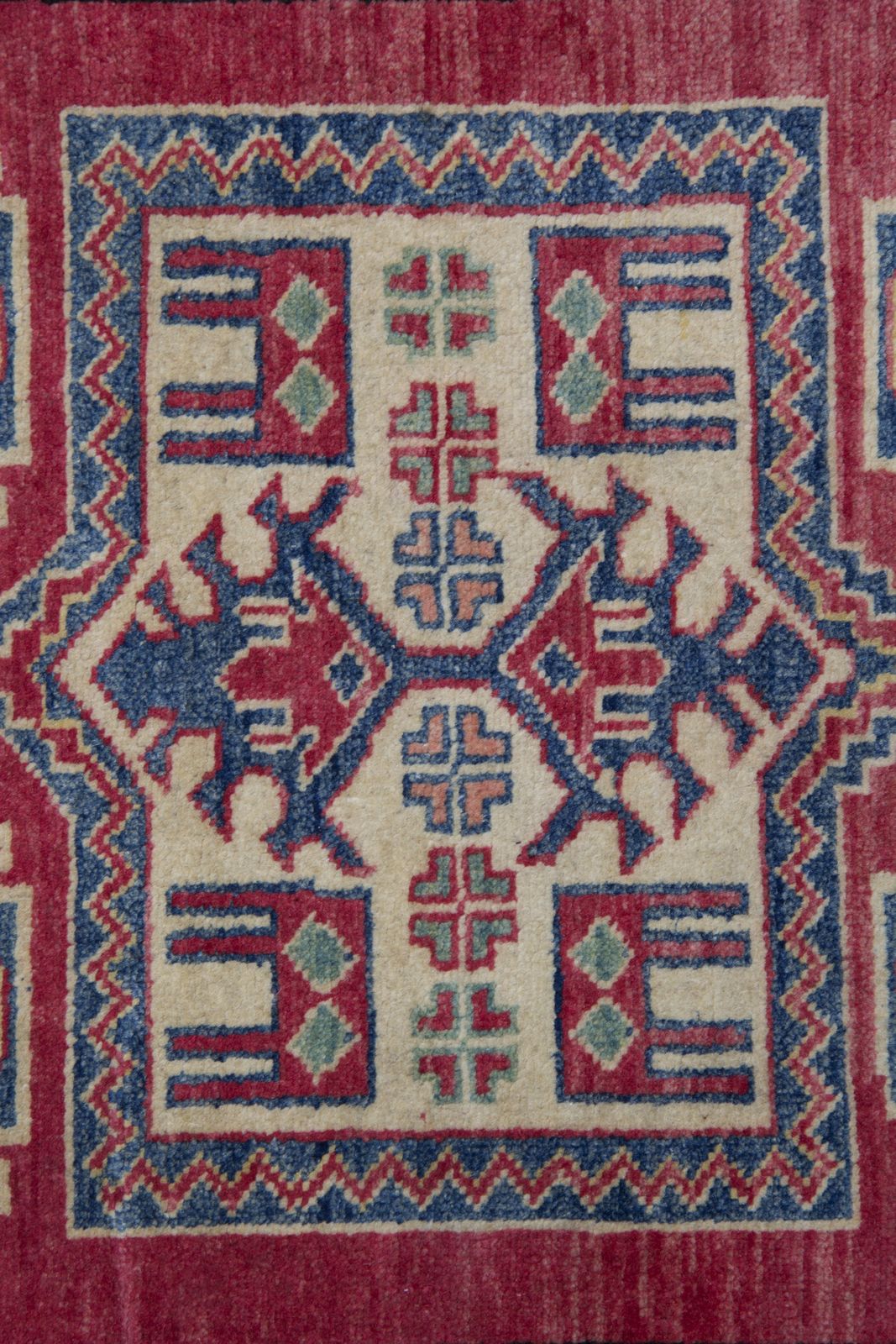 Small Handmade Carpet Wool Geometric Kazak Rugs, Traditional Area Rug  96x140cm photo Textiles
