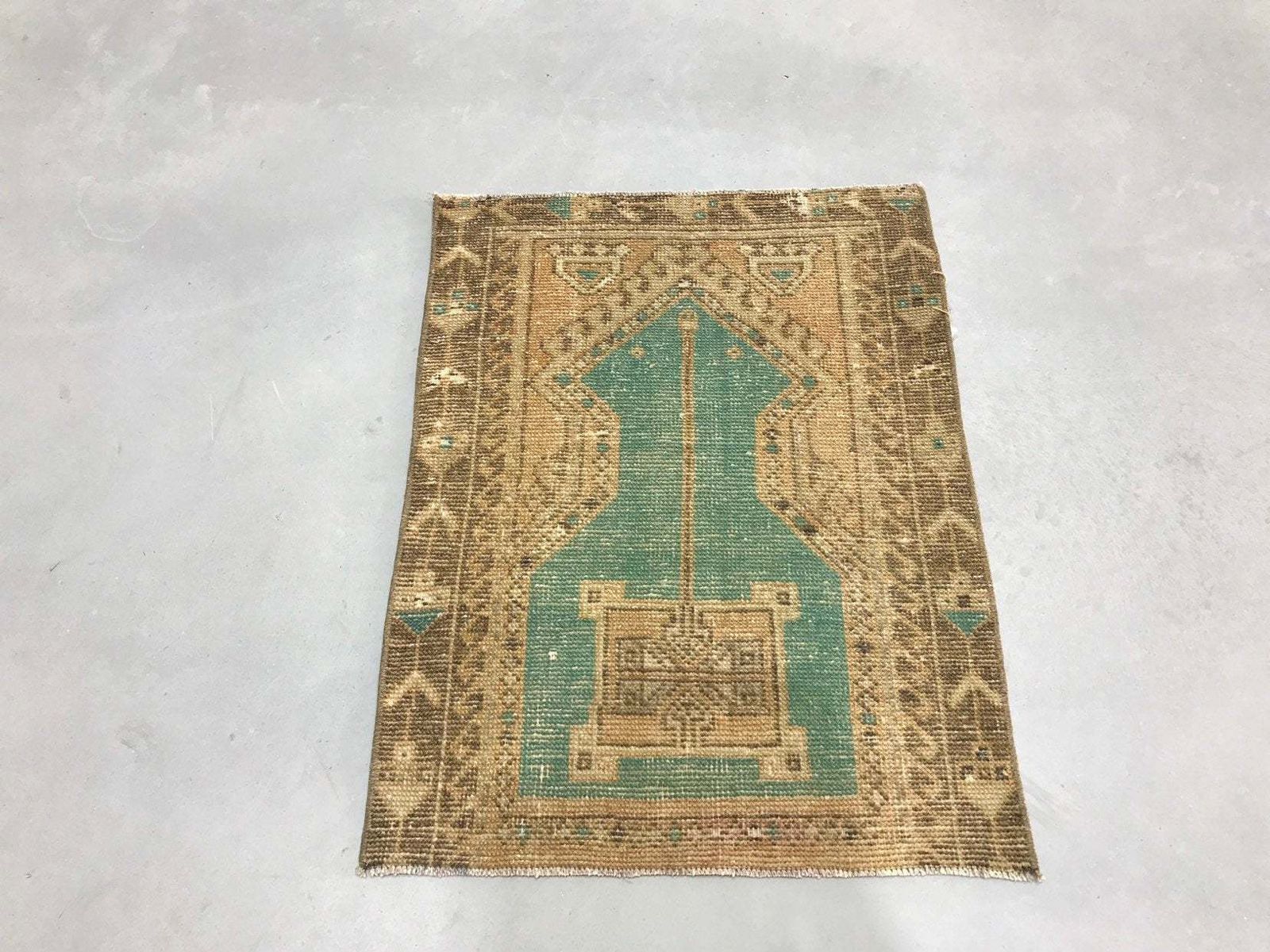 Decorative Door Mat Rug,Turquoise And Beige Rug Nomadic Anatolian Rug,,Bathroom Mat,Small Rug,Rug,Kitchen Rug,Traditional Wool photo vinterior