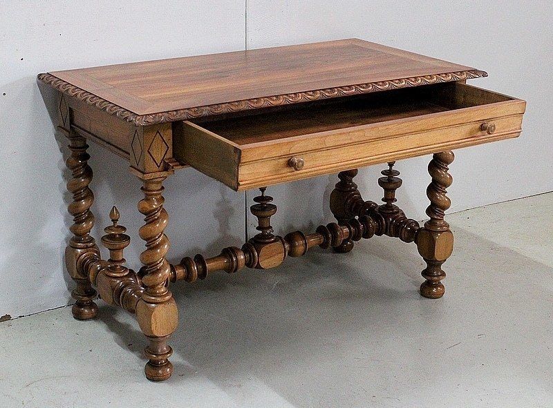 Office Table In Solid Walnut, Louis XIII Style  19th Century photo Furniture