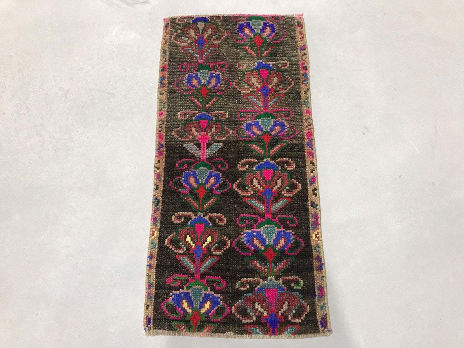Turkish Anatolian Door Mat Rug,2’4x1’1 Feet,Nomadic Anatolian Rug, Small Rug,Bathroom Mat,Small Rug,Bedside Rug,Kitchen Rug,Traditional Rug photo Textiles