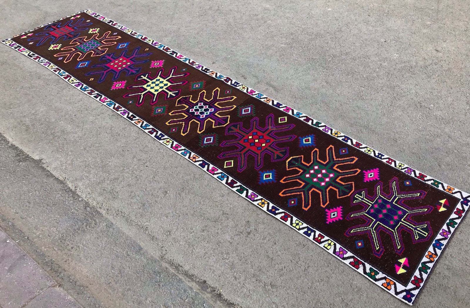 Turkish Runner Rug,Bohemian Runner,Oushak Runner Area Carpet,Wool Carpet photo Textiles