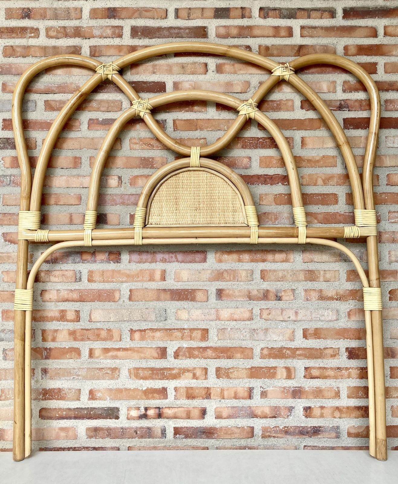 Mid Century Bamboo And Rattan Single Headboard Bed photo vintage