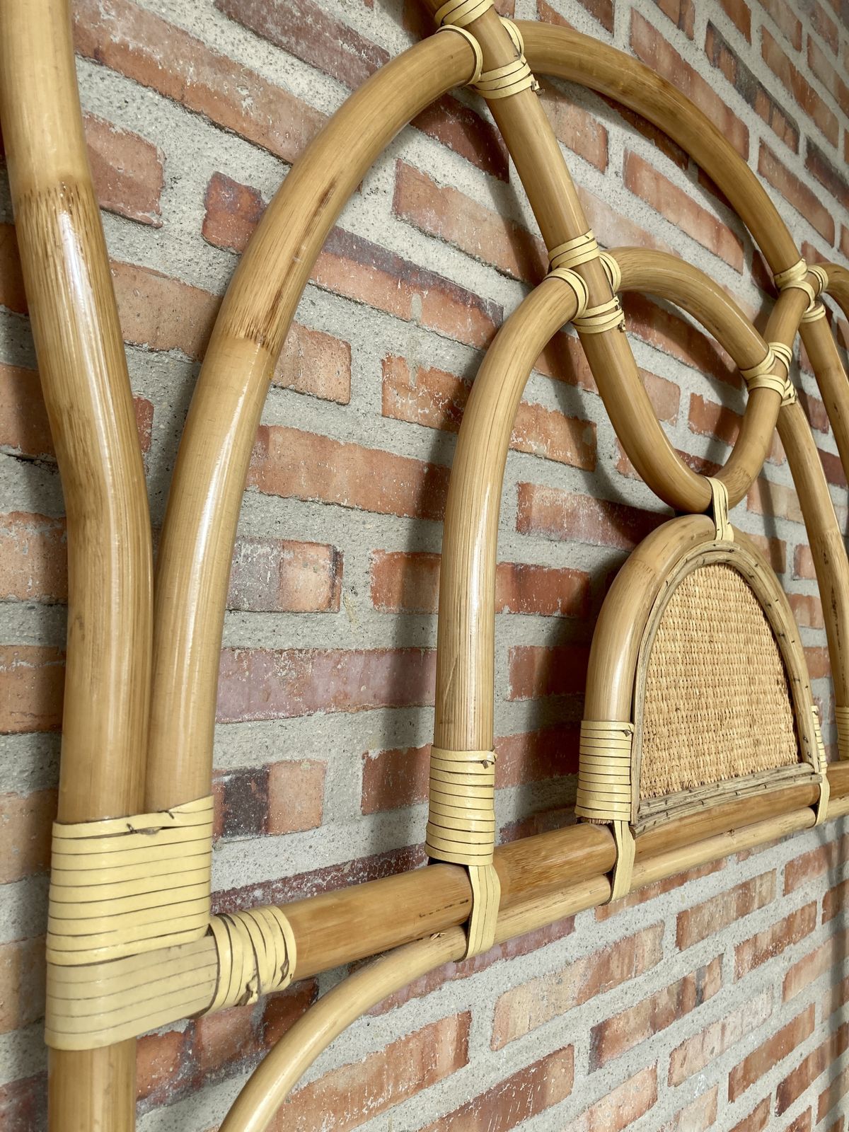 Mid Century Bamboo And Rattan Single Headboard Bed photo vinterior