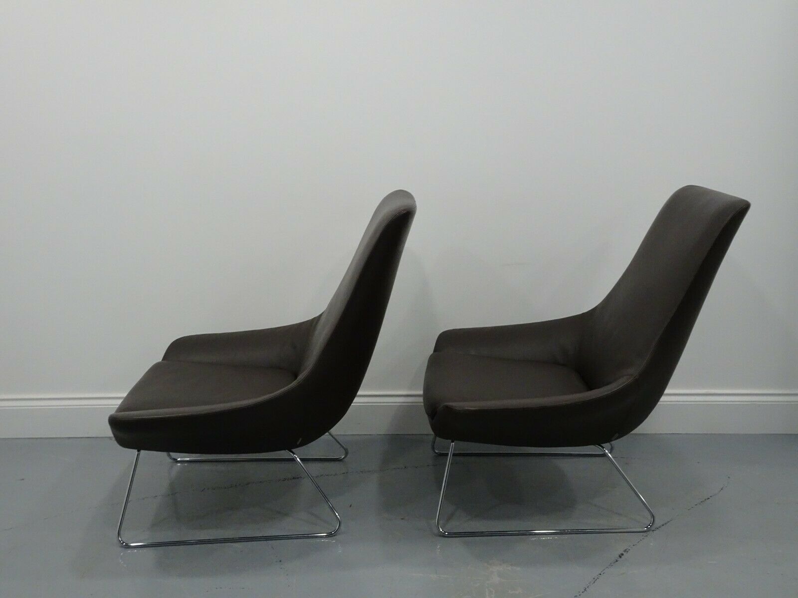 Pair Of Walter Knoll Flow Chair's In Premium Chocolate Leather photo Furniture