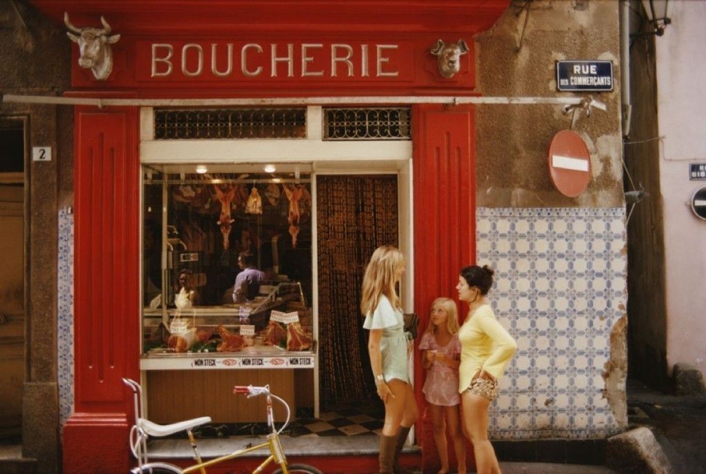 Slim Aarons 'Saint Tropez Boucherie' 1971 C Type Print Framed In White photo furniture