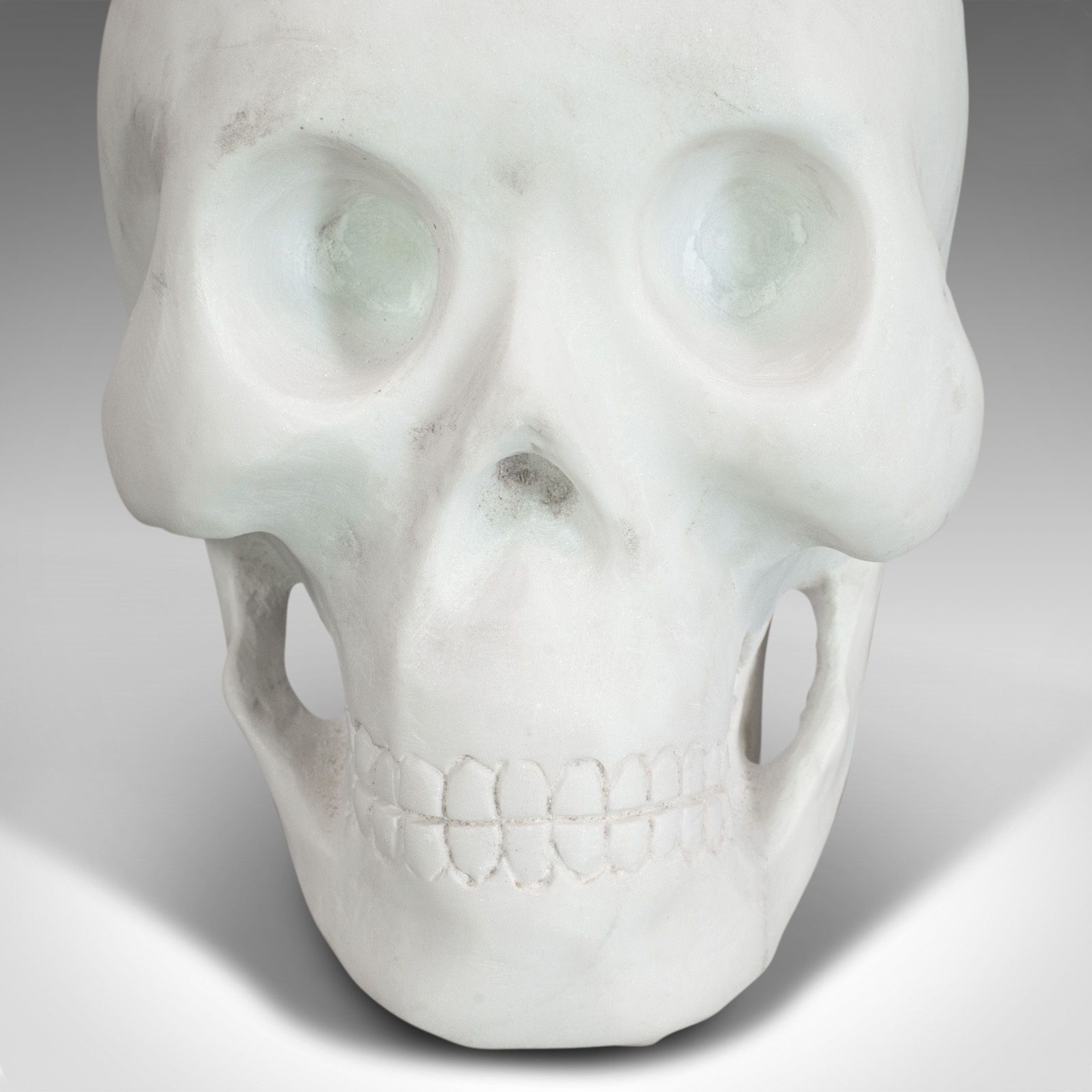 Vintage Ornamental Skull, English, White Marble, Decorative, Desk, Mantel photo for sale