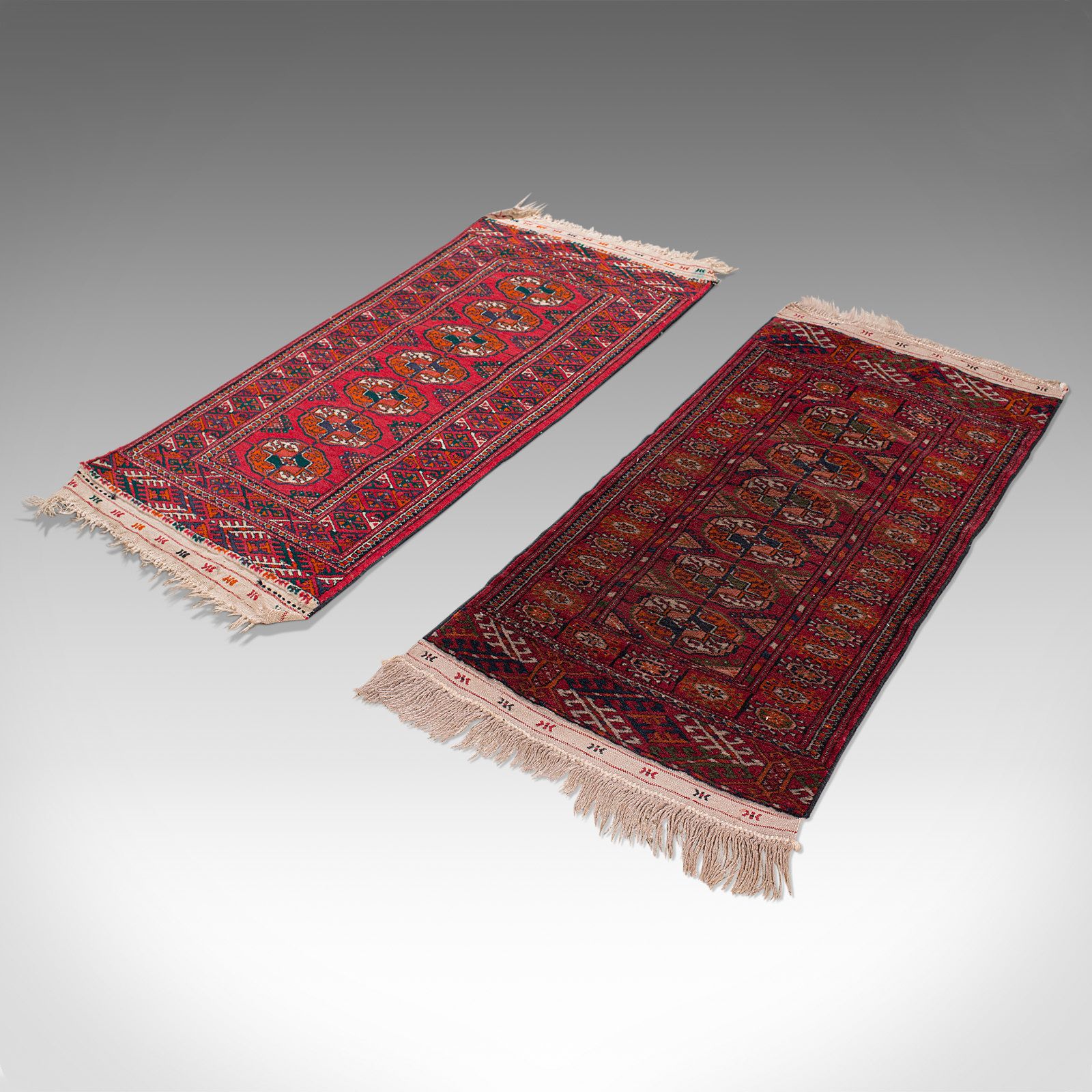 Antique Near Pair, Bokhara Rugs, Turkoman, Tekke, Carpet, Wall Covering, C1910 photo 785.0