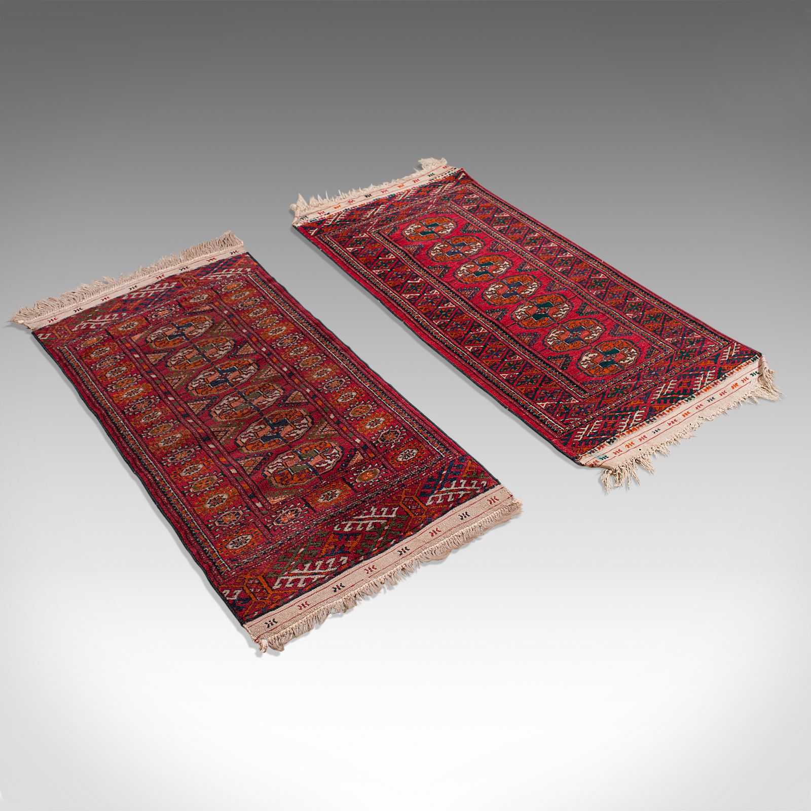 Antique Near Pair, Bokhara Rugs, Turkoman, Tekke, Carpet, Wall Covering, C1910 photo vinterior
