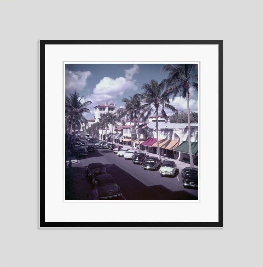 Slim Aarons 'Palm Beach Street' Circa 1953 C Type Print Framed In Black